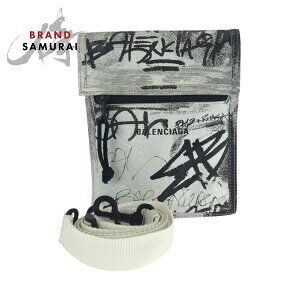 BALENCIAGA Graffiti Explorer white black leather shoulder bag
